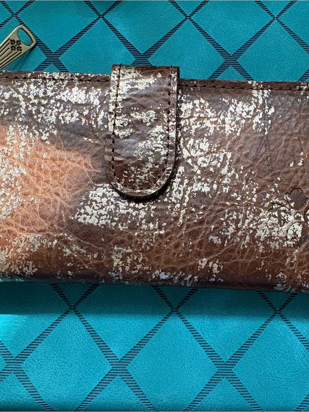 Patricia Nash Brown Leather Wallet with Metallic Gold Finish